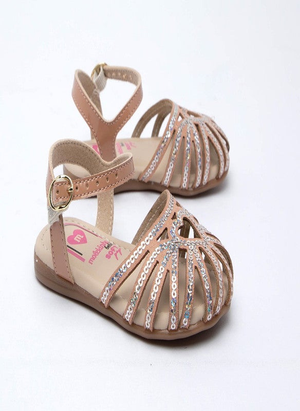 MOLEKINHA Sandals with Back strap For Infant Girls, Nude