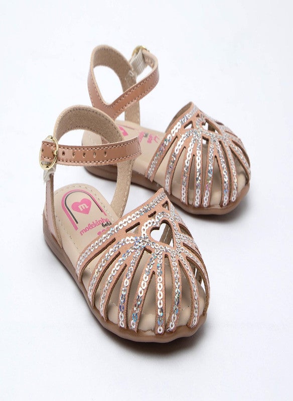 MOLEKINHA Sandals with Back strap For Infant Girls, Nude