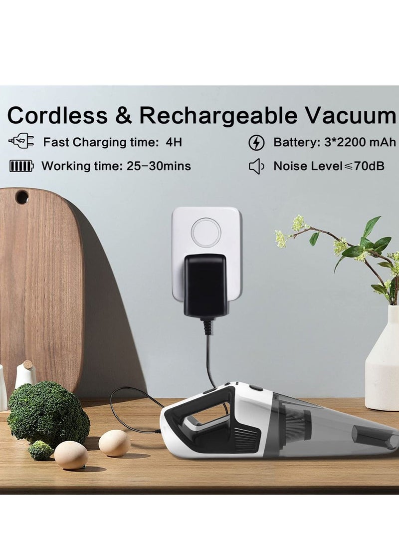 ordless Handheld Vacuum, Hand held Vacuum Cleaner with LED Lights Large Dirt Bowl 4 Attachments