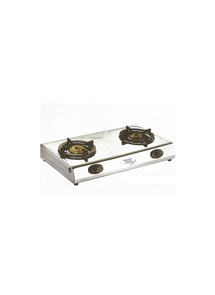 Butterfly Rhino Stainless Steel 2 Burner LPG Gas Stove (Silver, Manual Ignition)