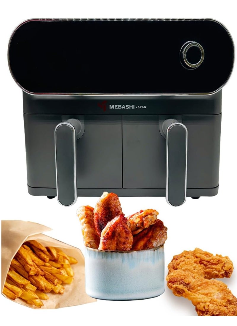 MEBASHI Air Fryer Dual Basket with LED Display, 1700W 2 * 5.5L Capacity, Total 11L, 6 Pre-Set Cooking Programs, Ready to Use in 3 Minutes (ME-AF975)