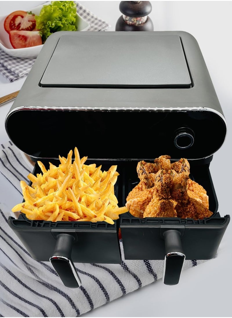 MEBASHI Air Fryer Dual Basket with LED Display, 1700W 2 * 5.5L Capacity, Total 11L, 6 Pre-Set Cooking Programs, Ready to Use in 3 Minutes (ME-AF975)