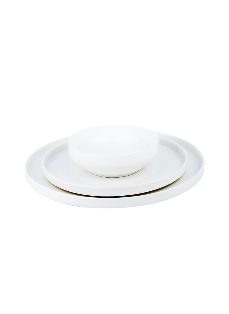 Cuisine Art Chole Bone China Dinner Set for Every Meals - 12 Pieces|4 Dinner Plates Dia (26.4cm) 4 Side Plates, 4 Bowls (Dia 13.3x H4.7cm) White Elegant Plates for Everyday Dining & Special Occasions