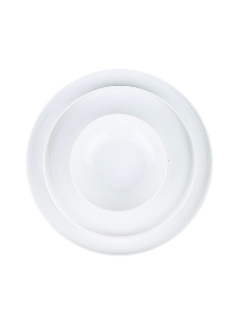 Cuisine Art Chole Bone China Dinner Set for Every Meals - 12 Pieces|4 Dinner Plates Dia (26.4cm) 4 Side Plates, 4 Bowls (Dia 13.3x H4.7cm) White Elegant Plates for Everyday Dining & Special Occasions