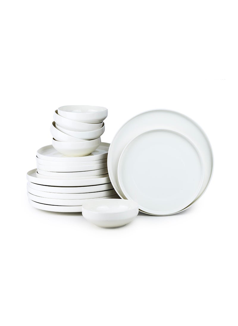 Cuisine Art Bella Bone China Dinner Set for Every Meals - 18 Pieces|6 Dinner Plates (Dia 26.4cm) 6 Side Plates, 6 Bowls (Dia 13.3xH4.7cm)White |Elegant Plates for Everyday Dining & Special Occasions