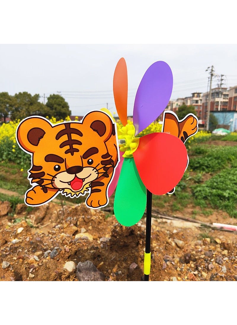 New three-dimensional cartoon animal windmill Zodiac windmill plastic animal windmill childrens activities childrens toys wholesaleTail Windmill (Tiger) Tail Windmill (Tiger)