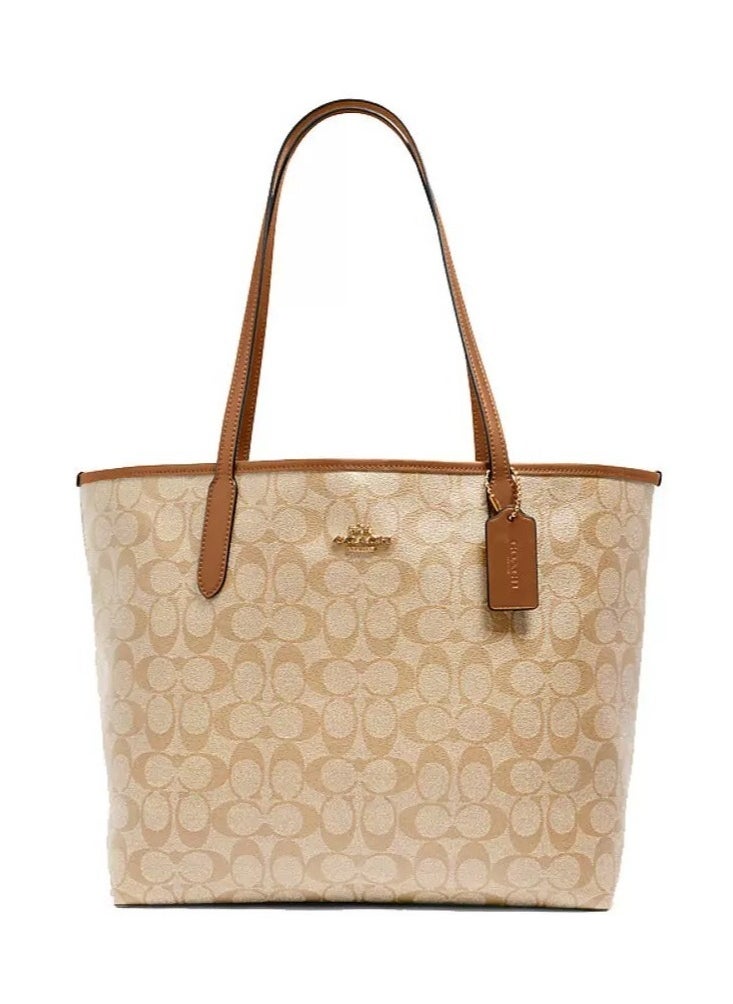 COACH Women's Classic Logo Canvas MOLLIE Tote Bag Large Capacity Shopping Bag