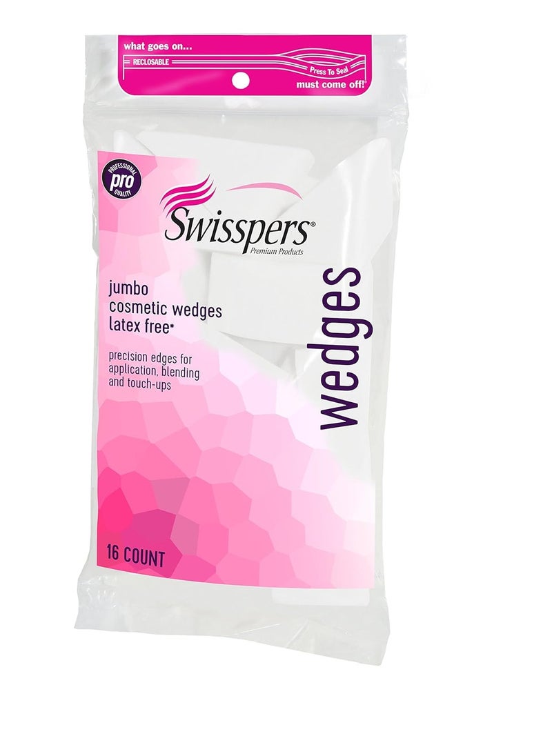 Swisspers Premium Pro Cosmetic Wedges, Latex-Free Makeup Wedge, Jumbo Size, 16 Count Bag