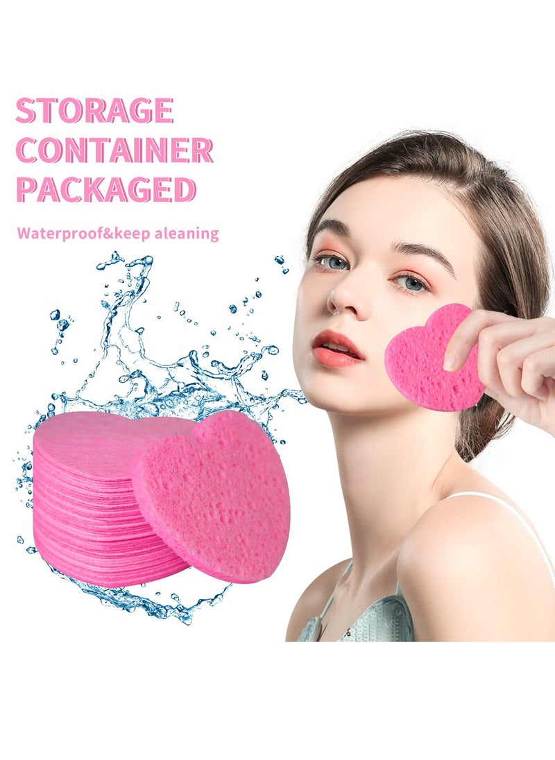 50-Count Facial Sponges Compressed, 100% Natural Cellulose Face Sponge Professional Cosmetic Spa Sponges for Face Cleansing, Exfoliating Mask, Makeup Removal for Travel and Home, Pink