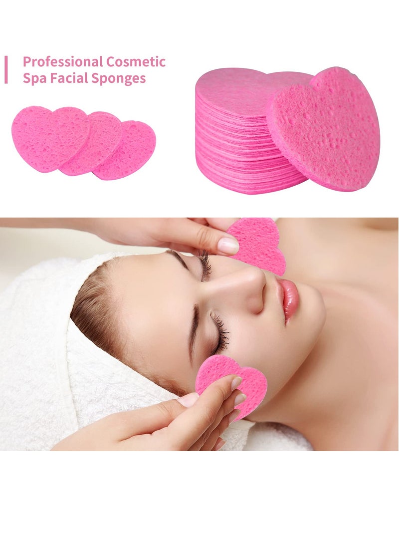 50-Count Facial Sponges Compressed, 100% Natural Cellulose Face Sponge Professional Cosmetic Spa Sponges for Face Cleansing, Exfoliating Mask, Makeup Removal for Travel and Home, Pink