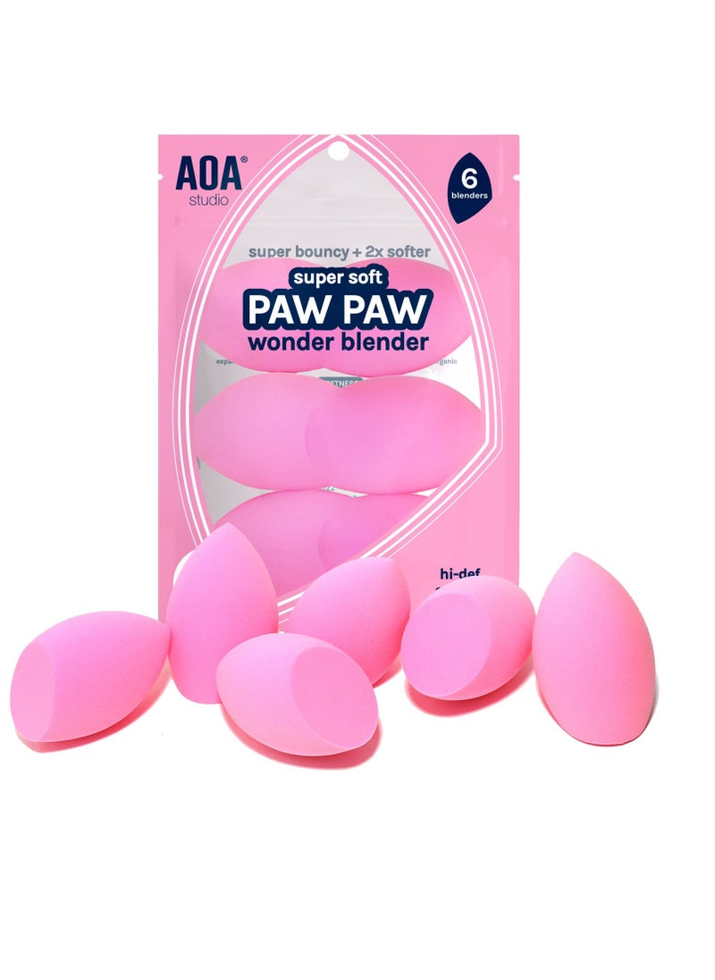 AOA Studio Collection Makeup Sponge Set Makeup Blender Latex Free and High-definition Super Soft Set of 6 Makeup Blender For Powder Cream and Liquid, Beauty Cosmetic Beveled Shape (Pink)