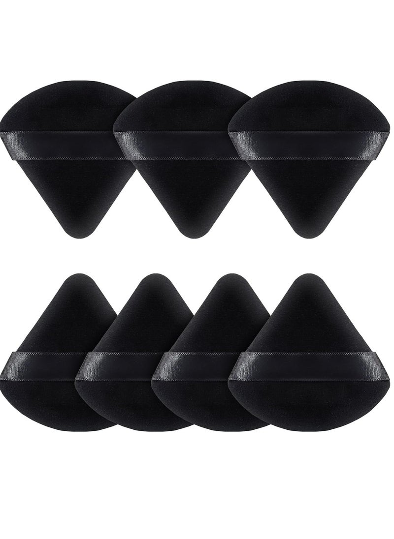 BEAKEY Triangle Powder Puffs for Face Powder Makeup Puff for Loose and Cosmetic Foundation, Wedge Shape Velour Cosmetic Cloud Kiss Makeup Sponges for Contouring, Beauty Tools 7pcs