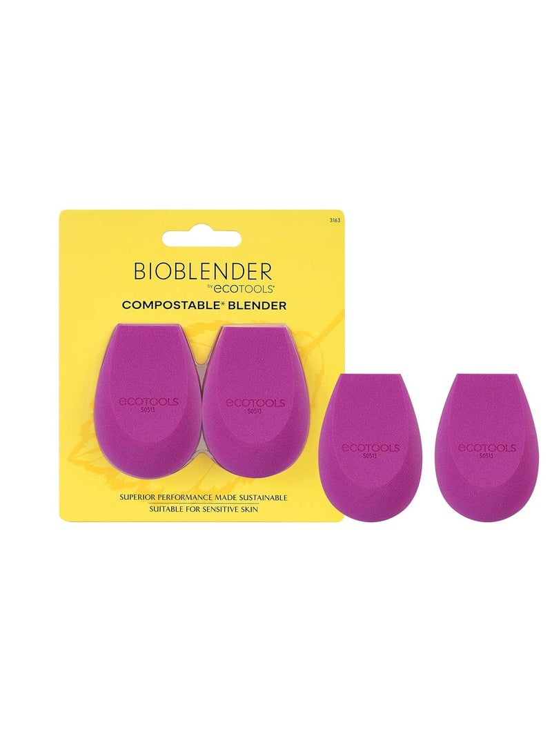 EcoTools Bioblender Makeup Sponge Duo, Compostable Makeup Blender, For Liquid & Cream Foundation, Seamless Application, Eco-Friendly Beauty Sponge, Cruelty-Free & Latex Free, 2 Count