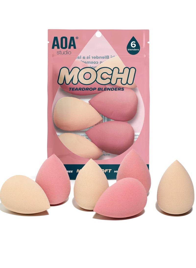 AOA Studio Collection Makeup Mochi Sponge Set Makeup Blender Latex Free and High-definition Set of 6 Makeup Blender For Powder Cream and Liquid Wonder Blender Beauty Cosmetic (6 Count)