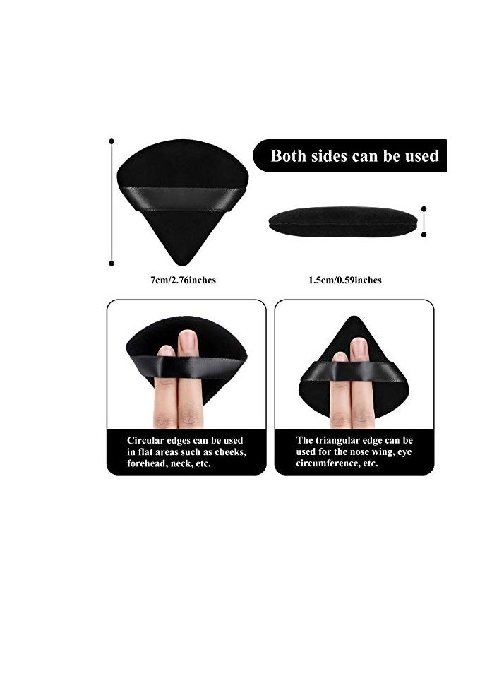 Maitys Fiber Triangular Makeup Puffs, 12 Pieces, Black, Soft Reusable Face Cosmetic Tools for Foundation, Powder, Blush, Concealer & More