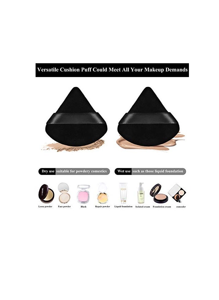 Maitys Fiber Triangular Makeup Puffs, 12 Pieces, Black, Soft Reusable Face Cosmetic Tools for Foundation, Powder, Blush, Concealer & More