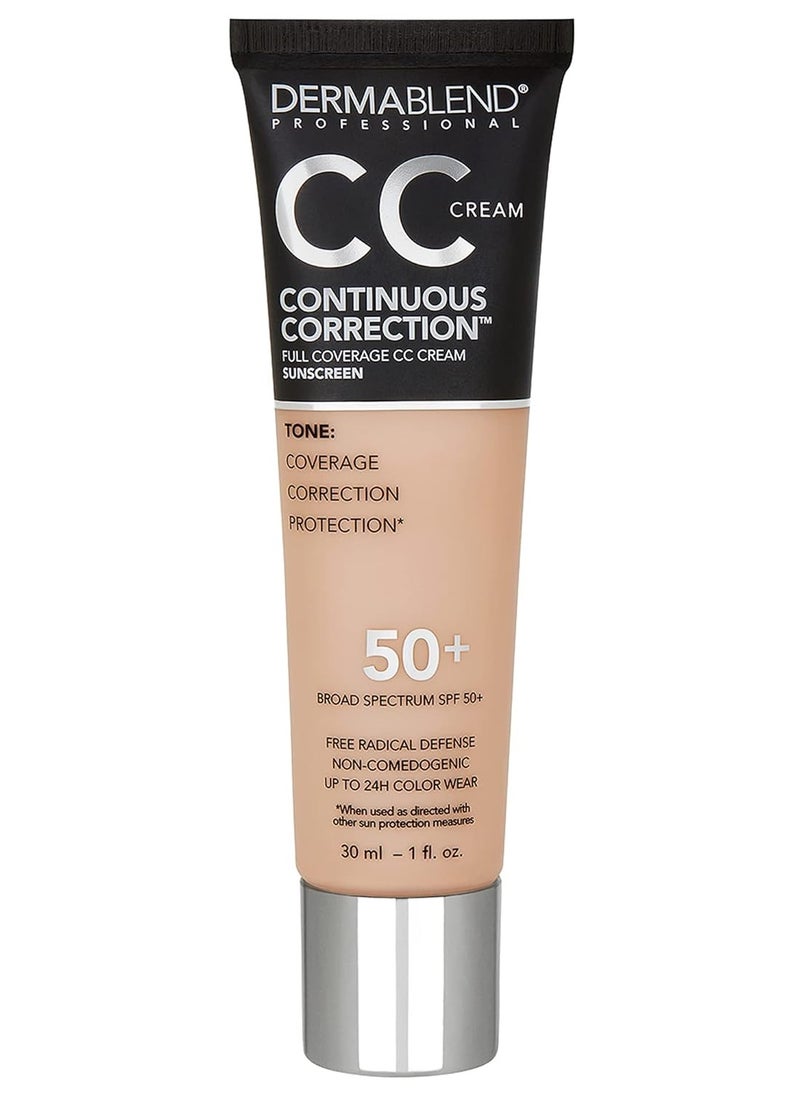 Dermablend Continuous Correction Tone-Evening CC Cream Foundation SPF 50+, Full Coverage Foundation Makeup & Color Corrector, Oil-Free