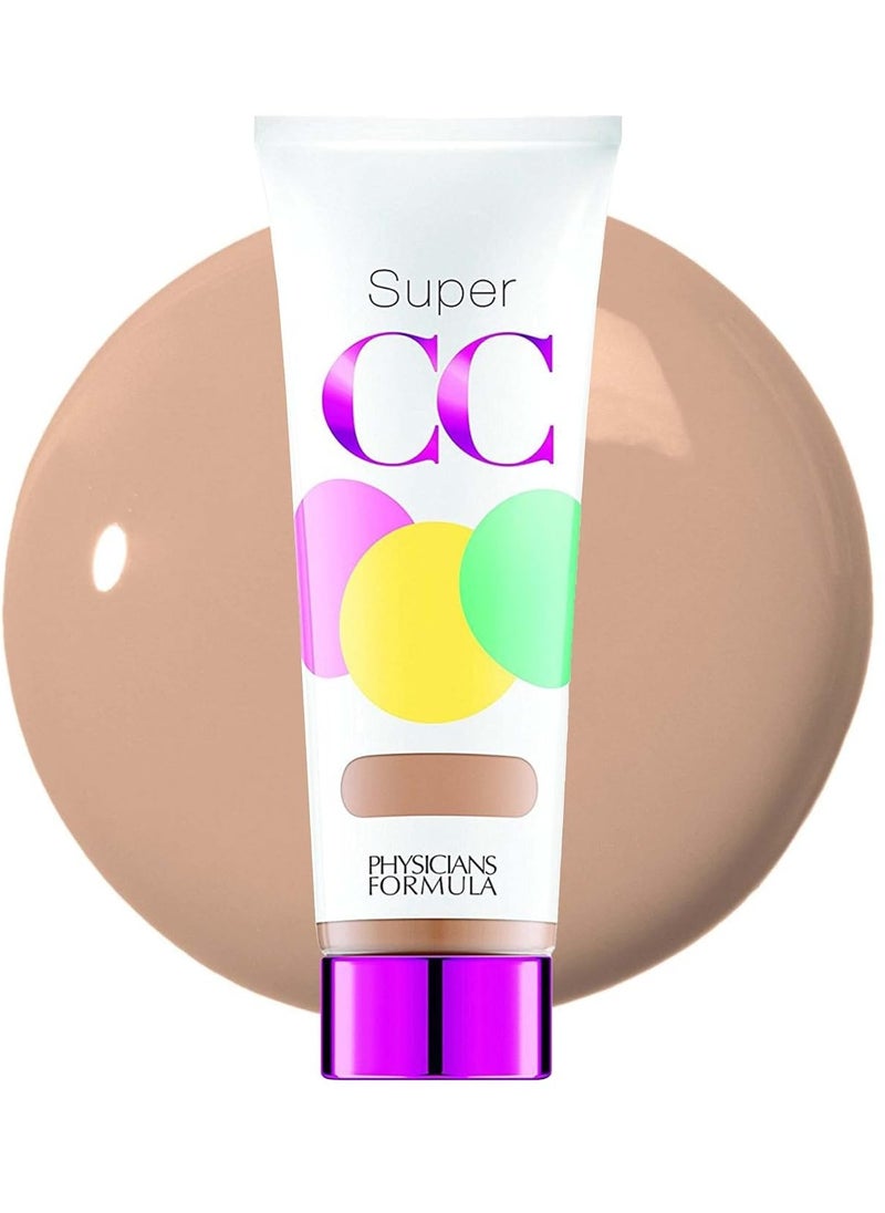 Physicians Formula Super CC+ Cream Color-Correction + Care Cream Full Coverage Light Foundation, Anti Aging Hydrating Serum, For Uneven Skin Tone, Dermatologist Approved