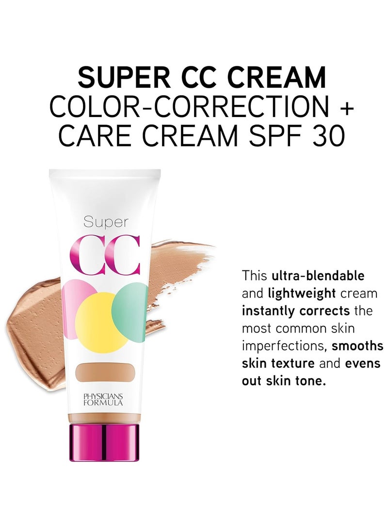 Physicians Formula Super CC+ Cream Color-Correction + Care Cream Full Coverage Light Foundation, Anti Aging Hydrating Serum, For Uneven Skin Tone, Dermatologist Approved