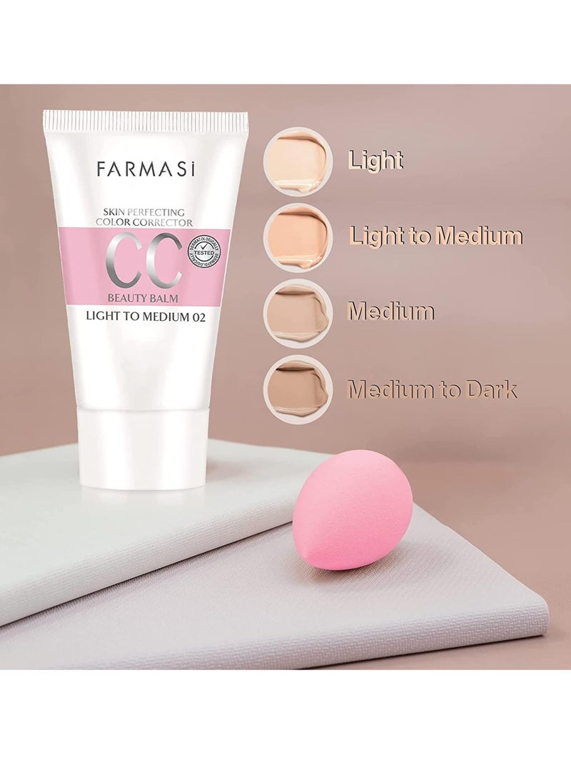 FARMASi CC Color Control Cream, Natural and Flawless Finish, Enriched Formula with Multimineral & Spf 25+, All-Day Hold, All Skin Types, 1.7 fl. oz, Light to Mediuum