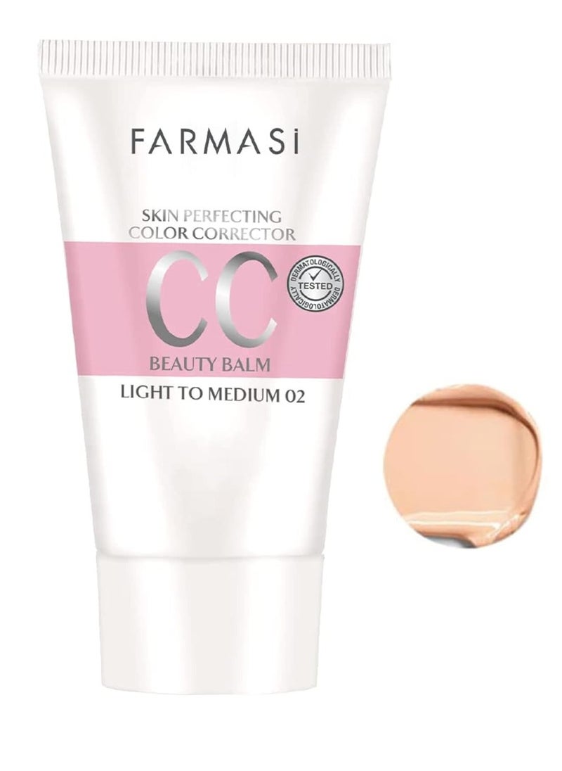 FARMASi CC Color Control Cream, Natural and Flawless Finish, Enriched Formula with Multimineral & Spf 25+, All-Day Hold, All Skin Types, 1.7 fl. oz, Light to Mediuum