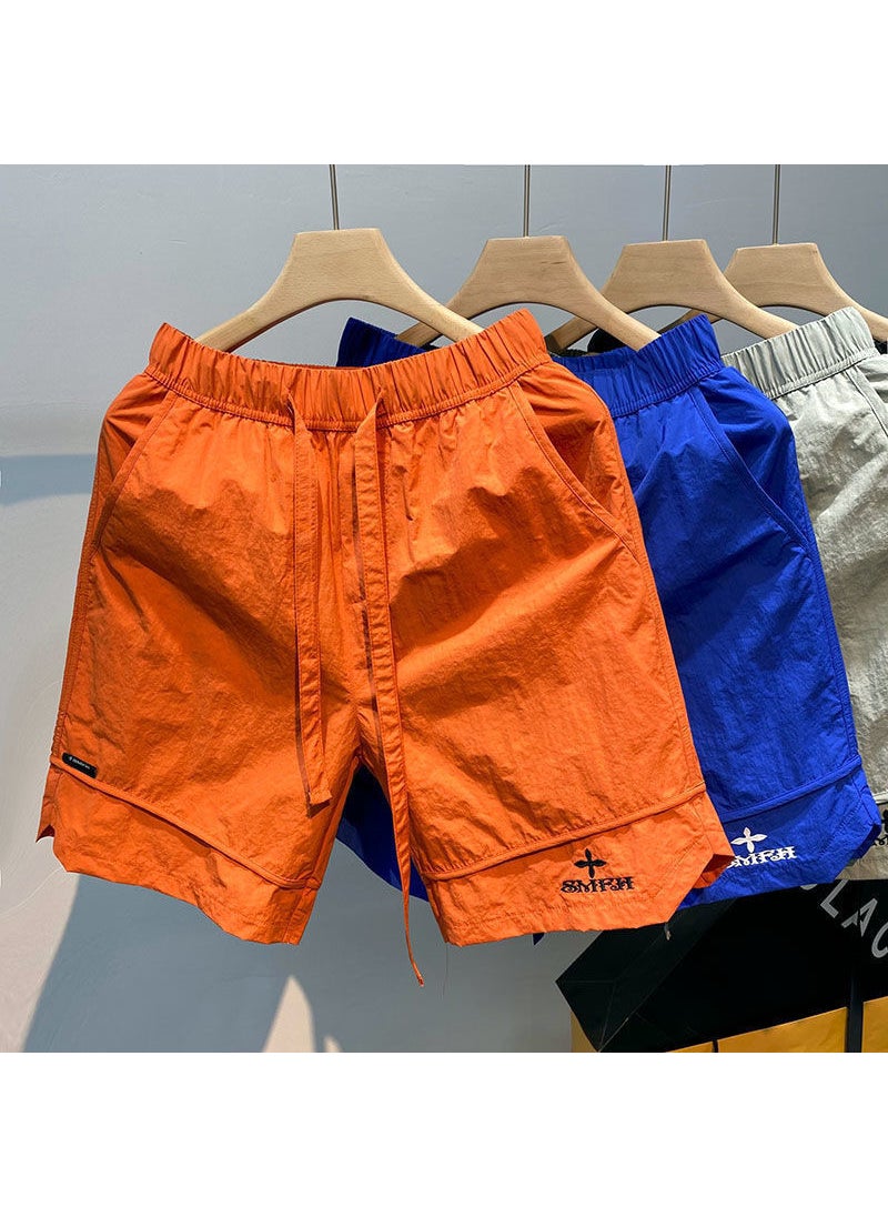 Summer Embroidered Cross Shorts for Men Orange Red