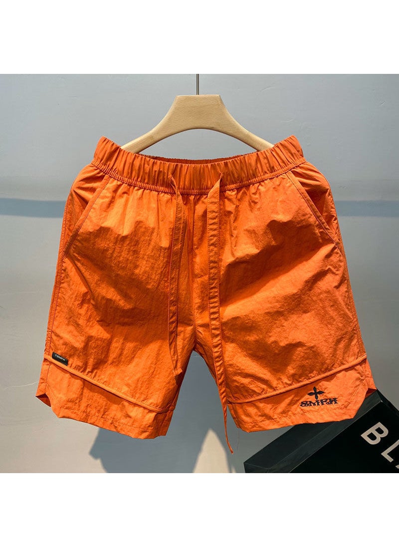 Summer Embroidered Cross Shorts for Men Orange Red