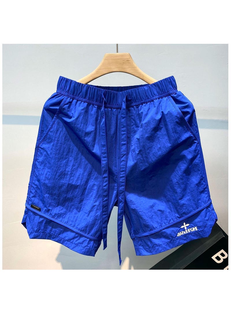 Summer Embroidered Cross Shorts for Men Blue