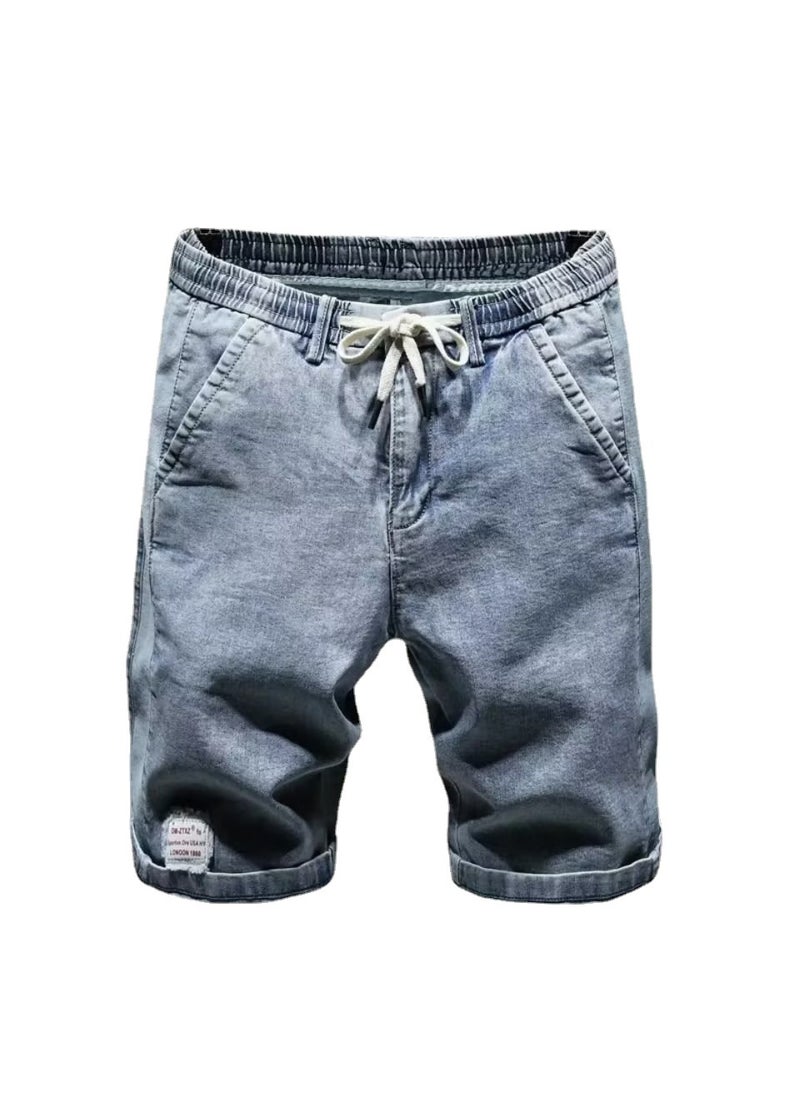 Trendy Slim-Fit Japanese Denim Shorts Blue