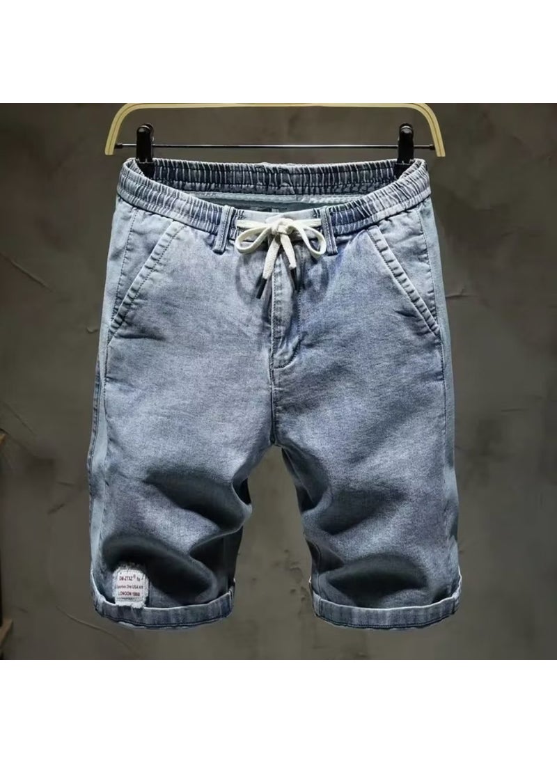 Trendy Slim-Fit Japanese Denim Shorts Blue