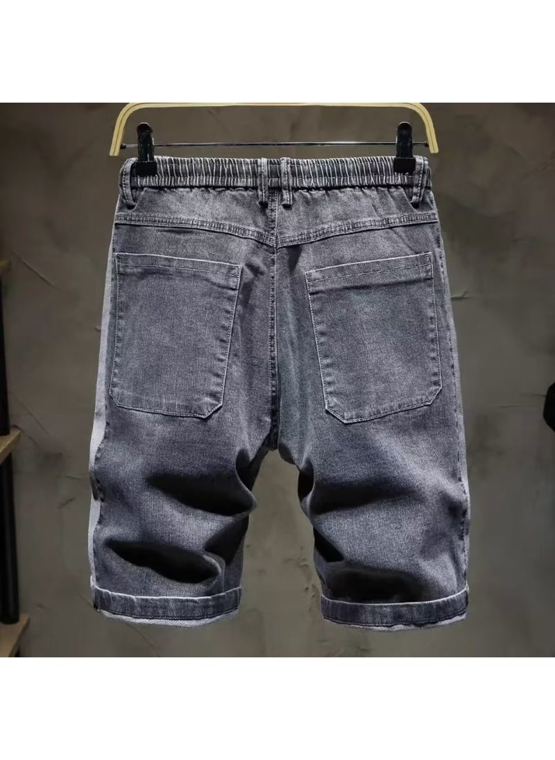 Trendy Slim-Fit Japanese Denim Shorts Blue