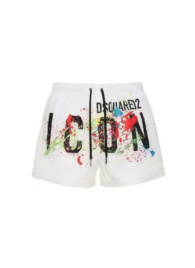 2023 Summer New DSQ2 2-in-1 Mens Casual Beach Shorts White