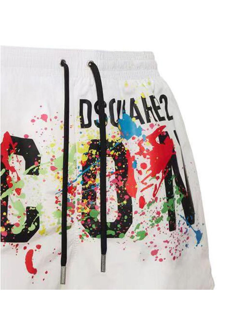 2023 Summer New DSQ2 2-in-1 Mens Casual Beach Shorts White