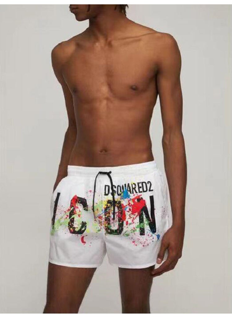 2023 Summer New DSQ2 2-in-1 Mens Casual Beach Shorts White