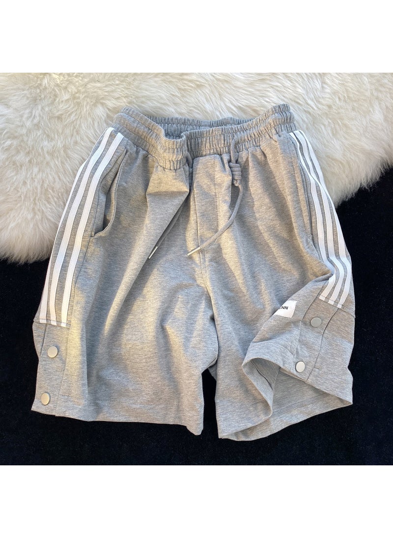 Mens Striped Sport Shorts Summer Casual Gray [High Quality]]