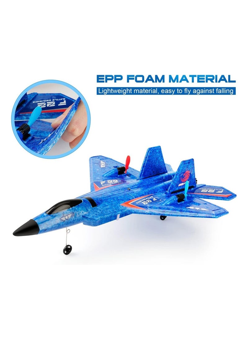 RC Plane, F22 Airplane Fighter Ready to Fly, 2.4Ghz 2 Channel Remote Control Airplanes Toy for Boys Girls Kids Beginners, Assorted Colors Blue