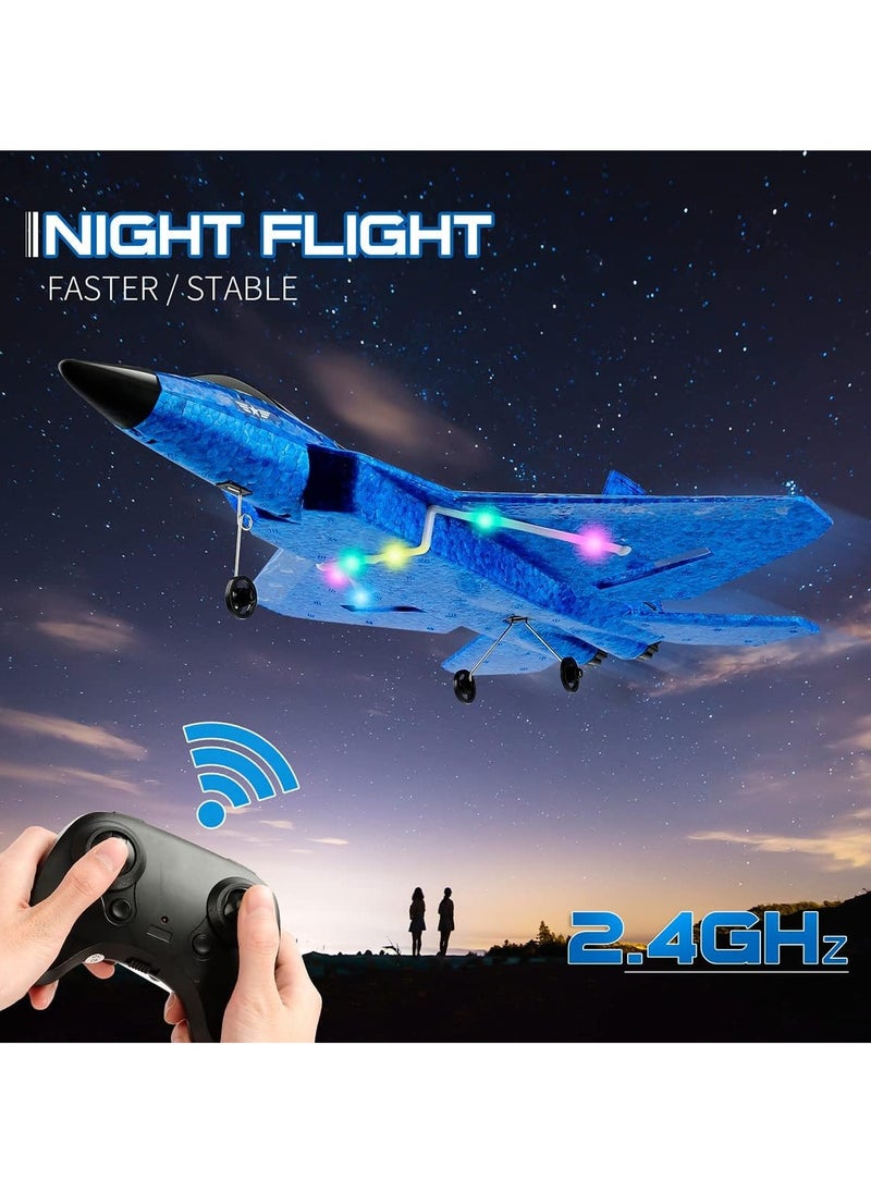 RC Plane, F22 Airplane Fighter Ready to Fly, 2.4Ghz 2 Channel Remote Control Airplanes Toy for Boys Girls Kids Beginners, Assorted Colors Blue