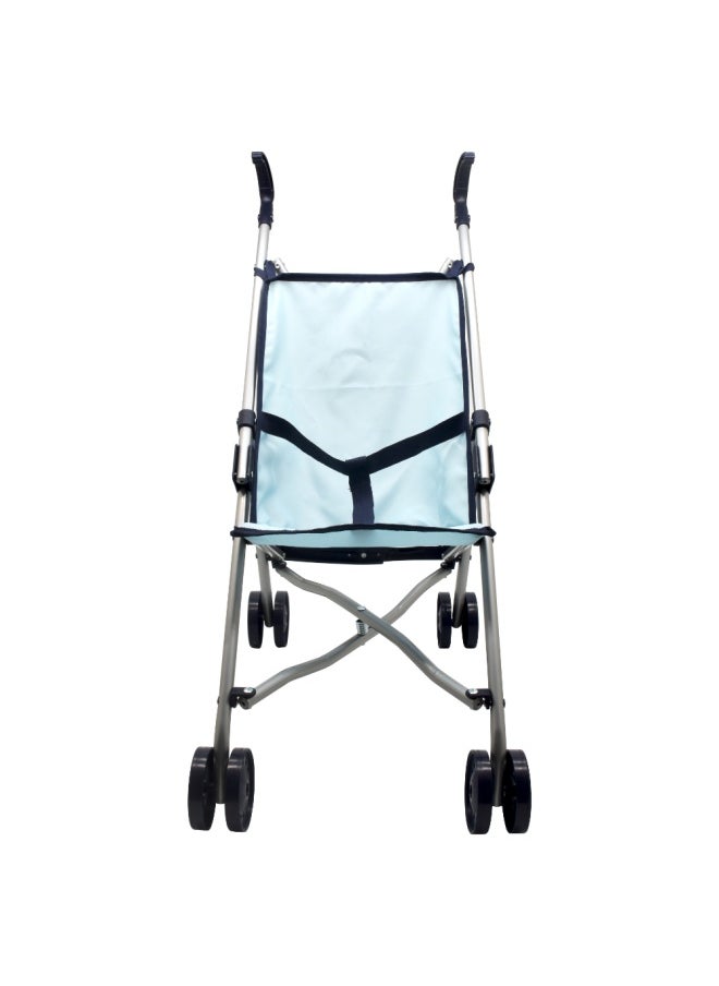Deluxe 4 Wheel Folding Blue Stroller For Dolls Up To 22 inch from Peterkin gift for kids of Age above 3 years