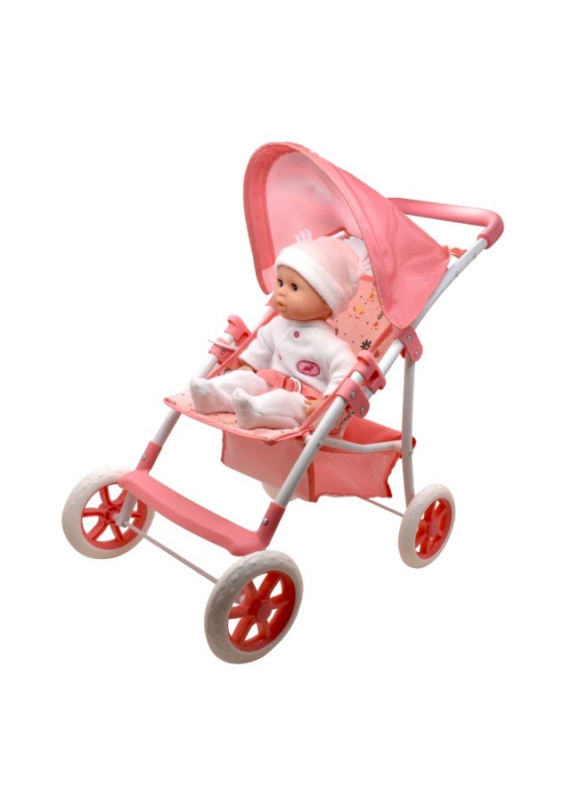 Deluxe 4 Wheel Folding Stroller For Dolls Up To 22 inch from Peterkin gift for kids of Age above 3 years