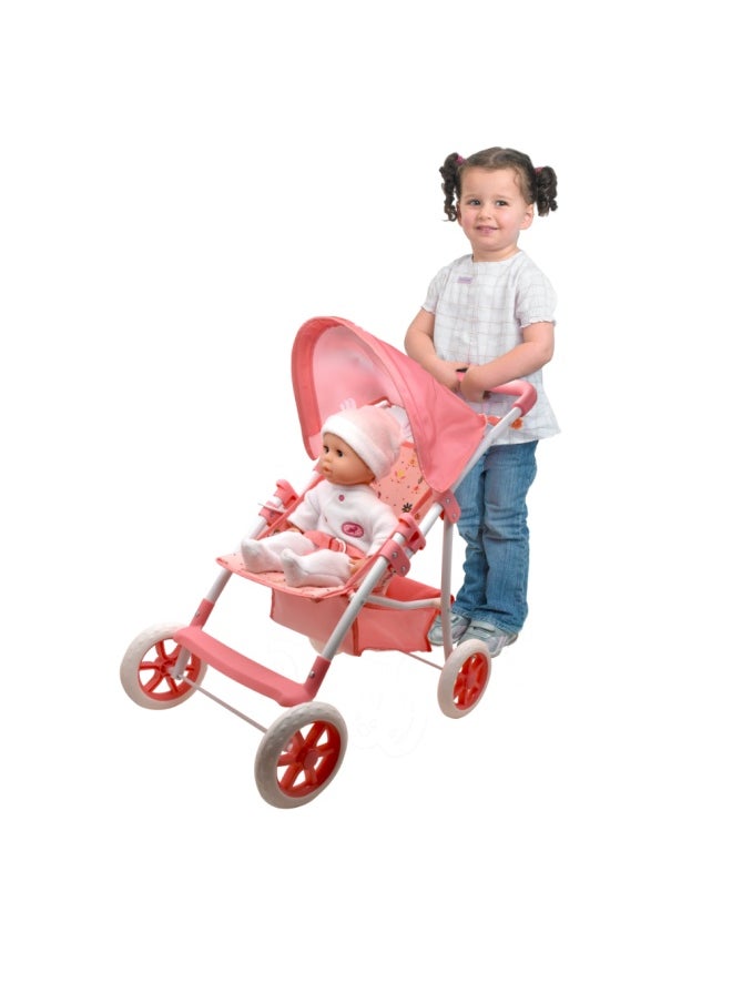 Deluxe 4 Wheel Folding Stroller For Dolls Up To 22 inch from Peterkin gift for kids of Age above 3 years