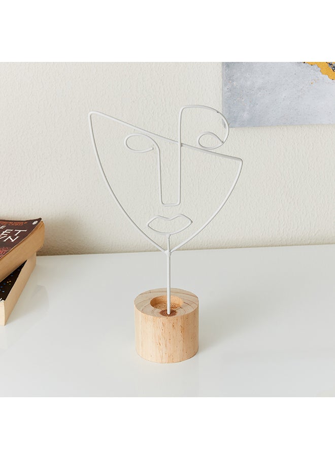 Eva Metal Candle Holder With Wooden Base 18 x 28 x 8 cm