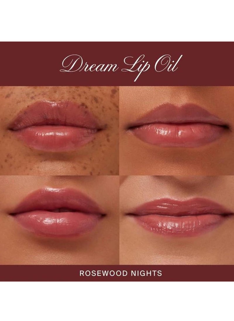 Dream Lip Oil for Moisturizing Sheer Coverage, High-Shine Tint, and Deep Hydration - Rosewood Nights (4.5ml)