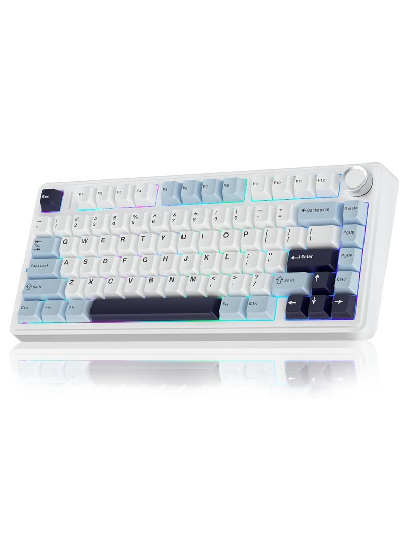 AULA F75 75% Wireless Mechanical Custom Keyboard, Tri-Mode Connection Gasket Gaming Keyboard, RGB Hot Swappable Keyboard (Ice Vein Switch)