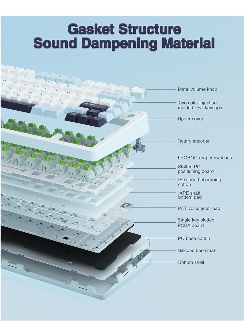 AULA F75 75% Wireless Mechanical Custom Keyboard, Tri-Mode Connection Gasket Gaming Keyboard, RGB Hot Swappable Keyboard (Reaper Switch)