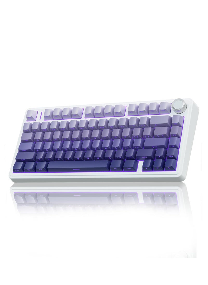 AULA F75 75% Wireless Mechanical Keyboard,2.4Ghz/Type-C/BT5.0 Mechanical Keyboard,Side Engraved Gasket Hot Swappable Custom Keyboard,Pre-lubed Linear Switches RGB Backlit Gaming Keyboard(Star Vector Switch - Purple)