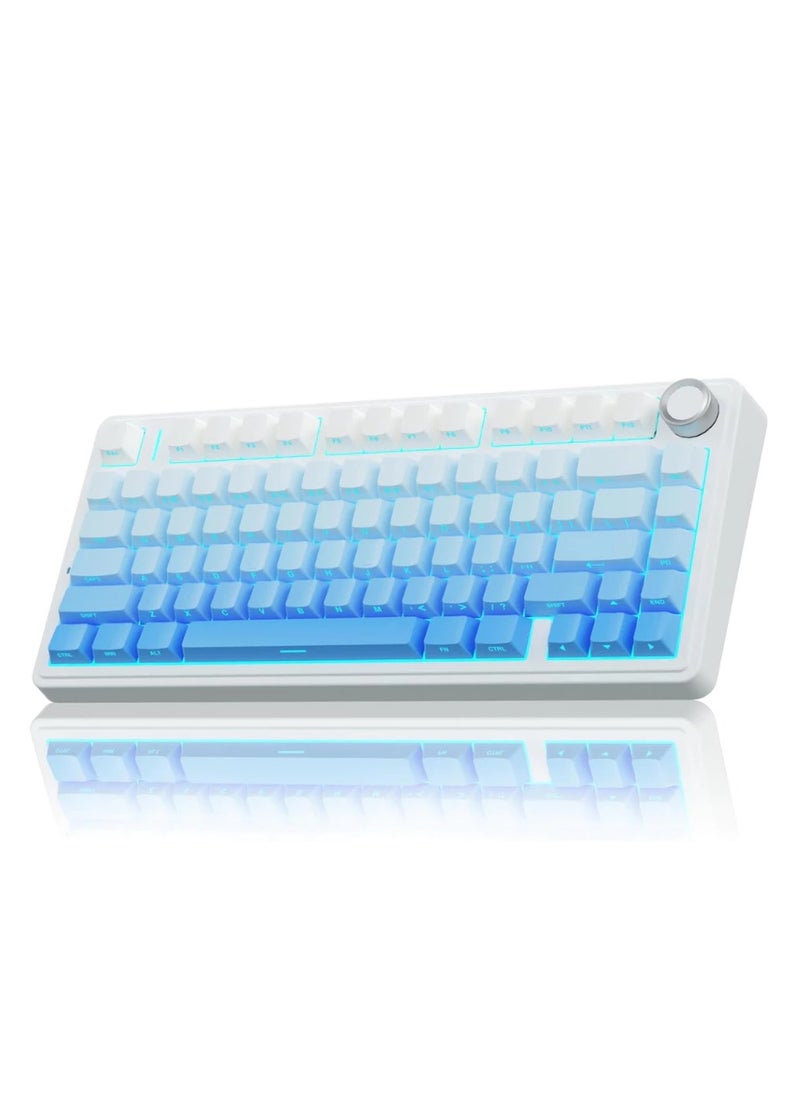 AULA F75 Wireless Mechanical Keyboard,2.4Ghz/Type-C/BT5.0 Mechanical Keyboard,Side Engraved Gasket Hot Swappable Custom Keyboard,Pre-lubed Linear Switches RGB Backlit Gaming Keyboard(Star Vector Switch - Blue)