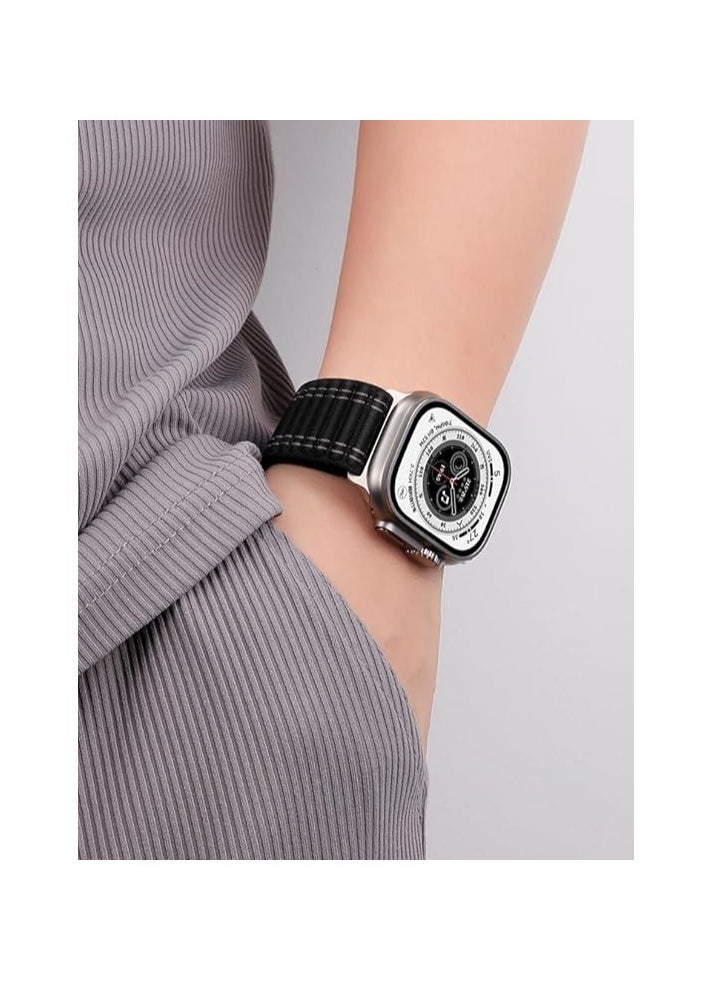 Apple Watch Strap 46mm 45mm 44mm 49mm Men  Braided Sport Loop Band for IWatch Series 10 9 8 7 6 5 4 3/SE 2/Ultra 2  Breatheable Nylon Fabric Velcro Strap Wine Red