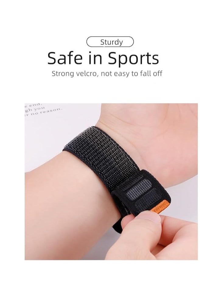 Apple Watch Strap 46mm 45mm 44mm 49mm Men  Braided Sport Loop Band for IWatch Series 10 9 8 7 6 5 4 3/SE 2/Ultra 2  Breatheable Nylon Fabric Velcro Strap Black