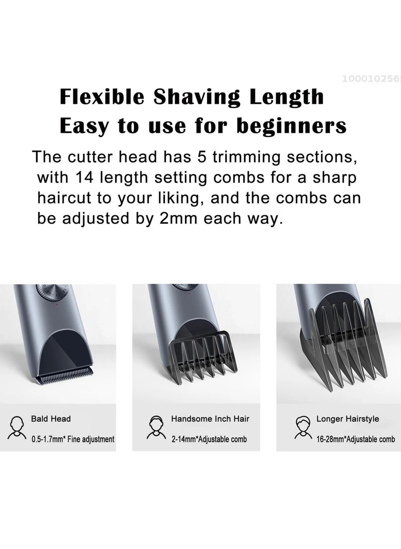 Mijia Hair Trimmer Clipper 2 Professional Clippers Titanium Alloy Blade Rechargeable Barber-Grey