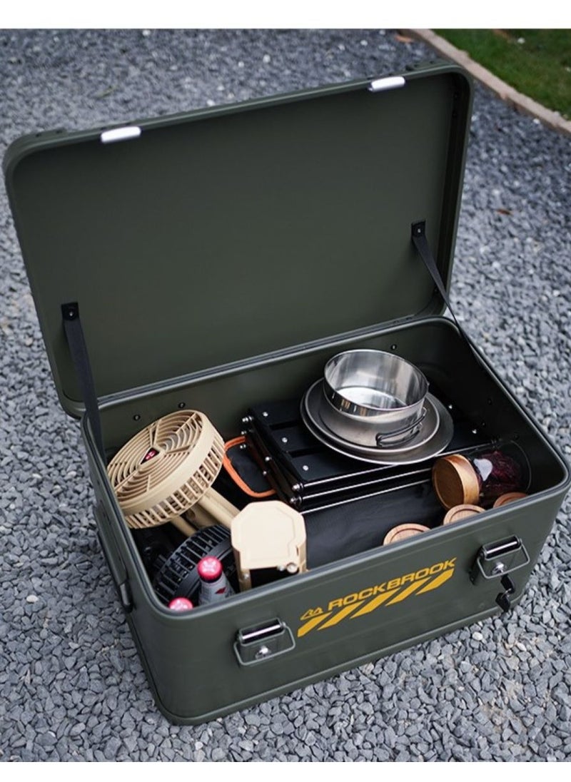 Portable Storage Box 50L Camping Hand Box with Lock Green